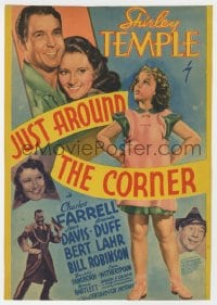 5m019 JUST AROUND THE CORNER mini WC 1938 great full-length image of Shirley Temple, rare!