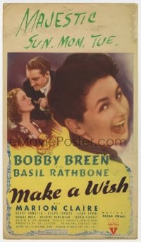 5m023 MAKE A WISH mini WC 1937 young singer Bobby Breen, Basil Rathbone & Marion Claire, rare!