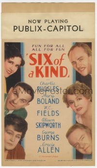 5m029 SIX OF A KIND mini WC 1934 W.C. Fields, Charlie Ruggles, George Burns & Gracie Allen, Boland!