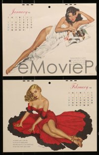 5m073 ESQUIRE calendar 1952 each page has different super sexy pin-up art by several artists!