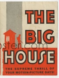 5m337 BIG HOUSE herald 1930 Chester Morris, Wallace Beery, supreme thrill of motion picture days!