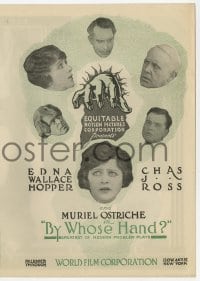 5m342 BY WHOSE HAND herald 1916 Edna Wallace Hopper, early silent whodunit murder mystery!