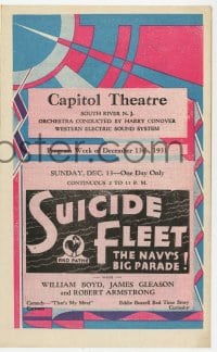 5m243 CAPITOL THEATRE herald 1931 Suicide Fleet, Road to Singapore, Wicked, Skyline & more!