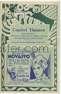 5m343 CAPITOL THEATRE herald 1931 Ramon Novarro in Son of India, Jean Harlow in Goldie & more!