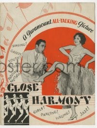 5m347 CLOSE HARMONY herald 1929 Charles Buddy Rogers, Nancy Carroll, Jack Oakie, romantic musical!