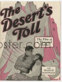 5m352 DESERT'S TOLL herald 1926 Francis McDonald, Kathleen Kay, the film of a thousand thrills!