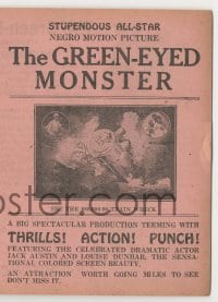 5m269 GREEN EYED MONSTER herald 1919 stupendous all-star negro motion picture, train adventure!