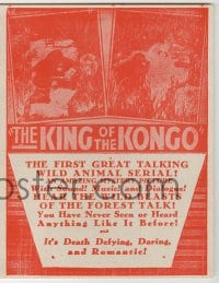 5m279 KING OF THE KONGO herald 1929 a Mascot wild animal serial in ten thrilling chapters!