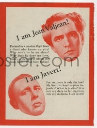 5m385 LES MISERABLES herald 1935 Fredric March as Jean Valjean, Charles Laughton as Javert!