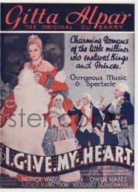5m286 LOVES OF MADAME DUBARRY English herald 1935 Gitta Alpar, I Give My Heart operetta!