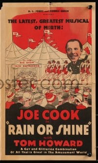 5m400 RAIN OR SHINE herald 1930 early Frank Capra, great circus art of Joe Cook, rare title!