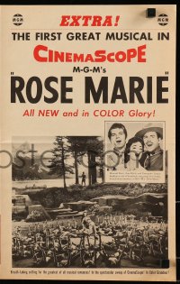 5m406 ROSE MARIE herald 1954 Ann Blyth, Howard Keel, Fernando Lamas, cool newspaper design!