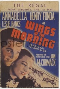 5m327 WINGS OF THE MORNING herald 1937 Henry Fonda, Annabella + cool horse racing art!