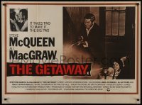 5p131 GETAWAY British quad 1972 Steve McQueen & Ali McGraw shooting guns, Sam Peckinpah classic!