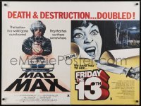 5p139 MAD MAX/FRIDAY THE 13TH British quad 1980s different art for action horror double-feature!