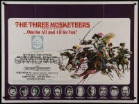 5p148 THREE MUSKETEERS British quad 1973 Michael York, Alexandre Dumas, art of top stars!