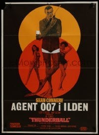 5p081 THUNDERBALL Danish 1965 art of Sean Connery as secret agent James Bond 007!