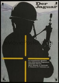 5p459 YAGUAR East German 23x32 1988 Sabastian Alarcon, cool artwork of soldier with rifle!