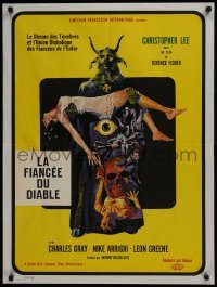 5p576 DEVIL'S BRIDE French 24x32 1968 wild art, beauty of woman & the demon of darkness!