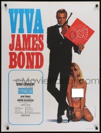 5p585 GOLDFINGER French 24x32 R1970 Sean Connery as James Bond 007 w/sexy girl by Thos & Bourduge