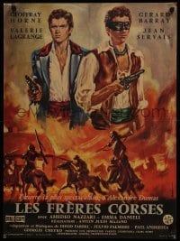 5p602 LIONS OF CORSICA French 23x31 1962 completely different Corsican Brothers swashbuckler art!