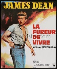 5p619 REBEL WITHOUT A CAUSE French 24x29 R1980s Nicholas Ray classic, art of James Dean by Mascii!