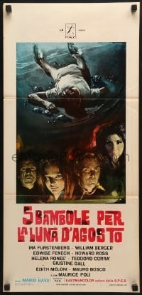 5p815 5 DOLLS FOR AN AUGUST MOON Italian locandina 1970 Mario Bava, creepy art by Rodolfo Gasparri!