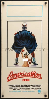 5p820 AMERICATHON Italian locandina 1979 Meat Loaf, wacky art of Uncle Sam & naked Lady Liberty!