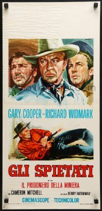 5p881 GARDEN OF EVIL Italian locandina R1960s Tarantelli art of Gary Cooper & Richard Widmark!