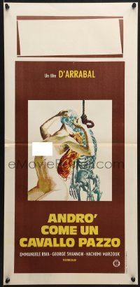 5p897 I WILL WALK LIKE A CRAZY HORSE Italian locandina 1975 art of naked woman & hanging skeleton!