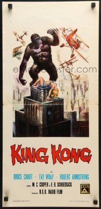 5p906 KING KONG Italian locandina R1973 different Casaro art of the giant ape with sexy Fay Wray!