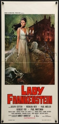 5p913 LADY FRANKENSTEIN Italian locandina 1971 great horror art of girl in graveyard by Luca Crovato!