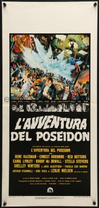 5p946 POSEIDON ADVENTURE Italian locandina 1973 art of Gene Hackman & Stella Stevens by Kunstler!