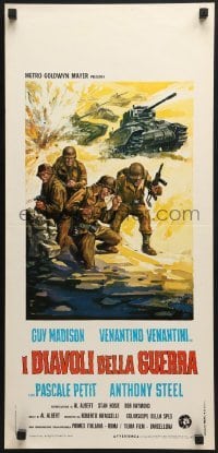 5p992 WAR DEVILS Italian locandina 1970 art of World War II soldiers & tanks in African desert!
