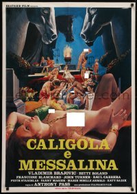 5p801 CALIGULA & MESSALINA Italian 28x40 pbusta 1982 Caligula et Messaline, Luciano 'Luca' Crovato!