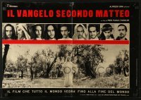 5p780 GOSPEL ACCORDING TO ST. MATTHEW Italian 19x27 pbusta 1966 Pasolini's Il Vangelo secondo Matteo!