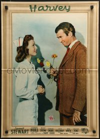 5p782 HARVEY Italian 19x27 pbusta 1950 great image of James Stewart with Josephine Hull!