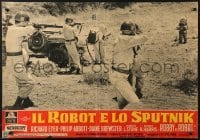 5p786 INVISIBLE BOY Italian 19x27 pbusta 1958 soldiers point guns at Robby the Robot!