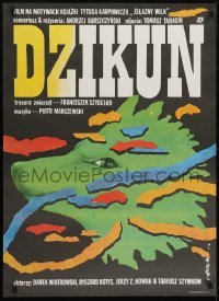 5p478 DZIKUN Polish 26x36 1988 wild different art of canine-like animal by Jakub Erol!