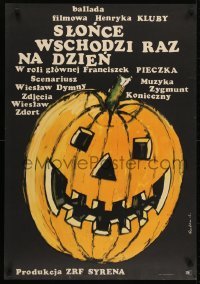 5p550 SLONCE WSCHODZI RAZ NA DZIEN Polish 23x33 1972 art of Halloween pumpkin jack-o-lantern!