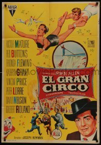 5p160 BIG CIRCUS Spanish 1959 different Soligo art of trapeze artists, Victor Mature!