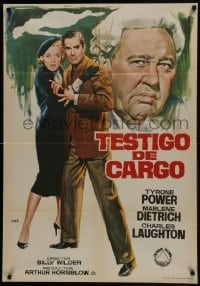 5p202 WITNESS FOR THE PROSECUTION Spanish R1969 great Jano art of Power, Dietrich & Laughton!