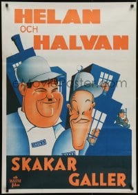 5p045 PARDON US Swedish R1940s wonderful different art of convicts Stan Laurel & Oliver Hardy!