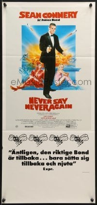 5p056 NEVER SAY NEVER AGAIN Swedish stolpe 1983 art of Sean Connery as James Bond 007 by Purkis!