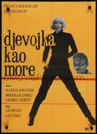 5p285 LA GRANDE SAUTERELLE Yugoslavian 19x26 1967 different image of sexy Mireille Darc & Kruger!