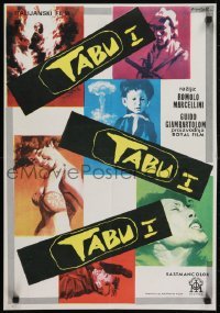 5p315 TABOOS OF THE WORLD Yugoslavian 19x27 1963 I Tabu, AIP, cool different art by Nistri!