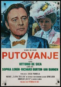 5p322 VOYAGE Yugoslavian 19x27 1974 Sophia Loren, Richard Burton, Vittorio De Sica!