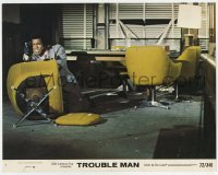 5r923 TROUBLE MAN color 11x14 still #3 1972 Robert Hooks with gun drawn taking cover behind chair!