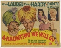 5r003 A-HAUNTING WE WILL GO TC 1942 art of Laurel & Hardy + Dante the Magician & sexy Sheila Ryan!