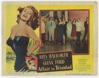 5r190 AFFAIR IN TRINIDAD LC 1952 great image of sexiest Rita Hayworth dancing for Glenn Ford!
